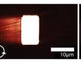 These images, taken with a near-field scanning optical microscope, show plasmonic waves propagating across the surface of the coupler. In the central image, linearly polarized light is captured and converted into waves that travel both left and right. In the left image, left-hand circularly polarized light is routed only to the left; in the right image, right-hand circularly polarized light is routed only to the right.