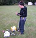 Co-author Erin Johnson collects data from a residential site.