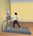 An avatar demonstrates walking at a moderate pace on a treadmill, a skill that can help with weight control. An avatar demonstrates walking at a moderate pace on a treadmill, a skill that can help with weight control.