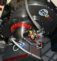 The Sinistro Camera is mounted. The controller is at the bottom, the camera body above that, and the 21-slot filterwheel above that.