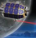 This is an artist's rendering of the LADEE satellite in orbit.