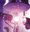 Plasma generated by blasting droplets with a laser 6,000 times a second is shown.