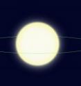 This diagram illustrates the tight orbit of Kepler-78b, which orbits its star every 8.5 hours at a distance of less than a million miles. It is only 2.7 stellar radii from the center of the star, or 1.7 stellar radii from the star's surface.