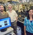 From left, Brett Helms, Frank Ogletree and Sumanjeet Kaur at the Molecular Foundry used organic molecules to form strong covalent bonds between carbon nanotubes and metal surfaces, improving
by six-fold the flow of heat from the metal to the carbon nanotubes. From left, Brett Helms, Frank Ogletree and Sumanjeet Kaur at the Molecular Foundry used organic molecules to form strong covalent bonds between carbon nanotubes and metal surfaces, improving
by six-fold the flow of heat from the metal to the carbon nanotubes.