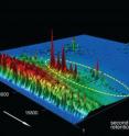 Researchers used comprehensive two-dimensional gas chromatography (GCxGC) in their oil spill forensics to measure levels of degradation in biomarkers.  THe biomarkers here are shown inside the dotted line.
