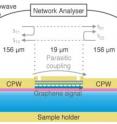 A schematic of the experimental setup is shown. Ham and Yoon measured the change in phase of a microwave signal sent through the graphene. A schematic of the experimental setup is shown. Ham and Yoon measured the change in phase of a microwave signal sent through the graphene.