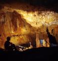 This image shows inside the Manot Cave in Israel's Galilee, where a 55,000-year-old skull sheds new light on modern human migration patterns.