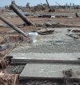 A picture taken on September 18, 2008, shows damaged houses on the Bolivar Peninsula of Texas from Hurricane Ike.