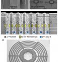 SEMs of the trench capacitor and TSV (thru-substrate via) structures fabricated into the trap chip. These make electrical connections to the trap electrodes while filtering out RF pickup.