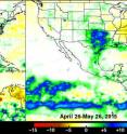 TRMM rainfall totals for the region comparing May 2014 and May 2015.