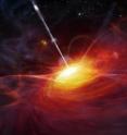 This is an artist's rendering of a very distant quasar courtesy of ESO/M. Kornmesser.
